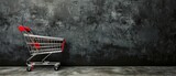 Shopping cart product photography on black background.