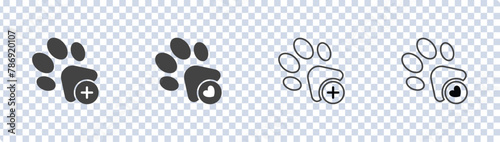 Dog and cat paw icon set vector illustrations photo