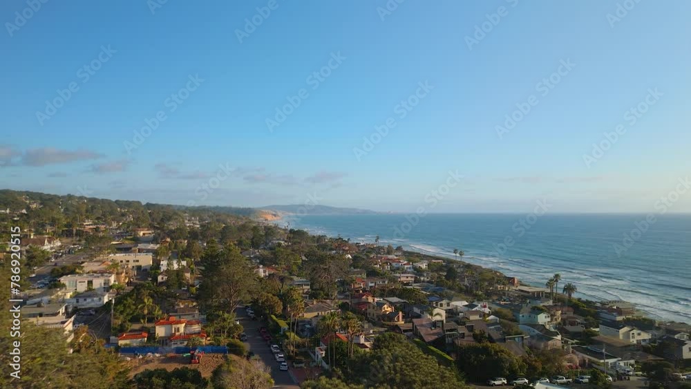Panoramic Aerial View Of Seaside Town In Del Mar In San Diego County, California, United States. Panoramic Aerial View Of Seaside Town In Del Mar In San Diego County, California, United States.