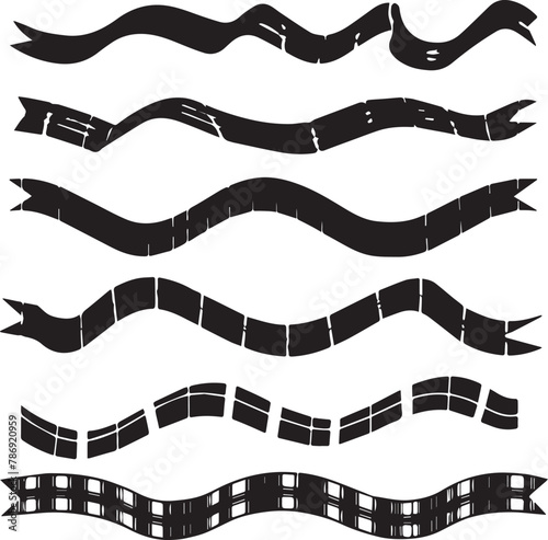 Set of Silhouette Curve Ribbon for banner design. Wave and Twisted Ribbon vector illustration