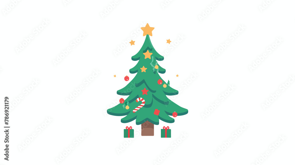Christmas tree. Flat isolated illustration on white background