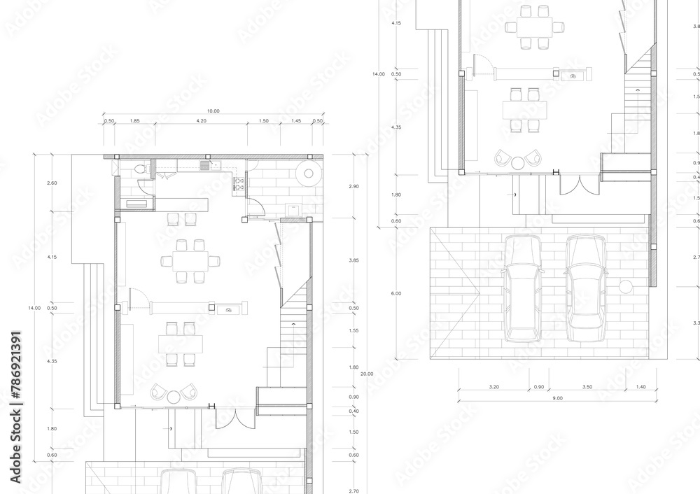 Floor plan designed building on the drawing. Floor plan designed building on the drawing.