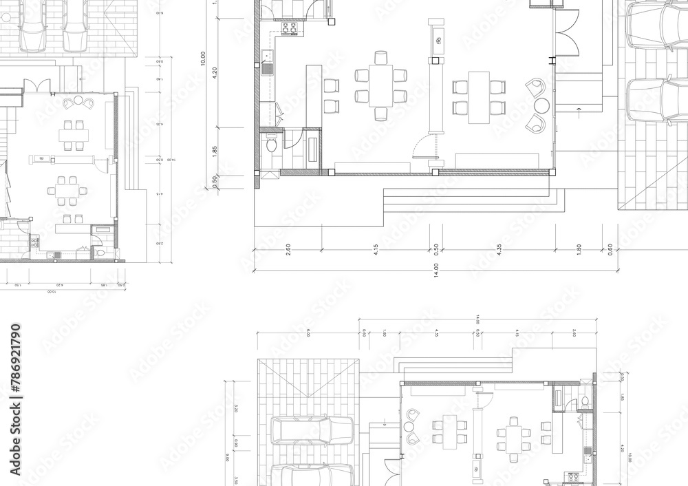 Floor plan designed building on the drawing. Floor plan designed building on the drawing.