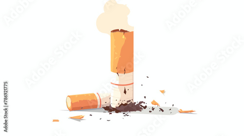 Cigarette butt. Cartoon flat illustration. Bad harmfu