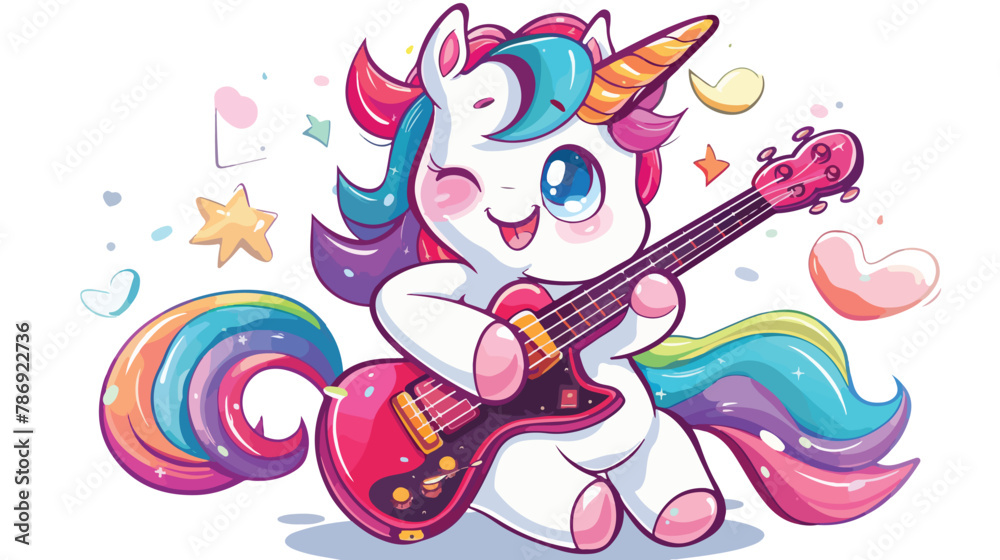 Clipart kawaii and cute baby unicorn with rock and ro