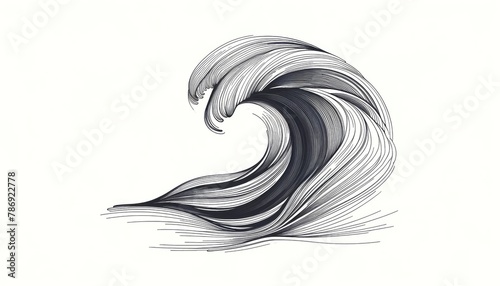 A highly detailed image in 16_9 ratio of a minimalist abstract depiction of a wave in the ocean. photo