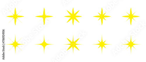 Sparkles, stars and bursts icons, twinkling stars. Vector set of different black sparkles icons. Used in web , templates . Isolated on white background in eps 10.