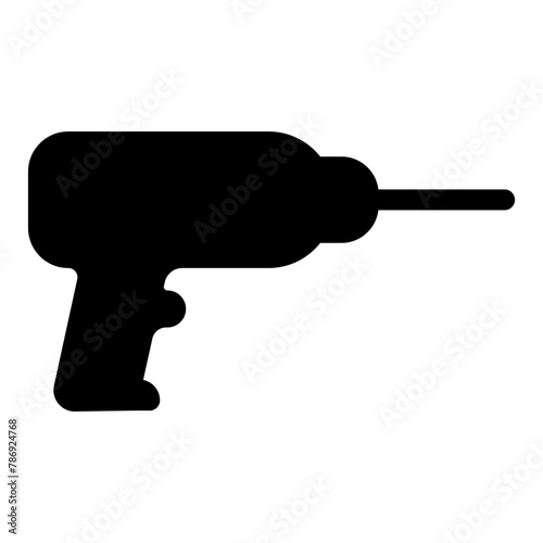 
Illustration depicting a black icon of a construction drill on a white background photo
