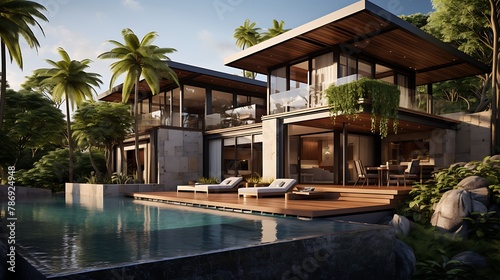 Tropical modern villa exterior   © Wajid