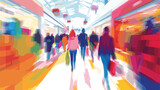 Colorful blurriness in shopping background flat vector