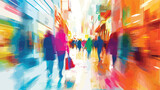 Colorful blurriness in shopping background flat vector