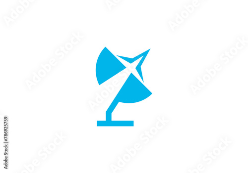 simple communication satellite network logo design	

