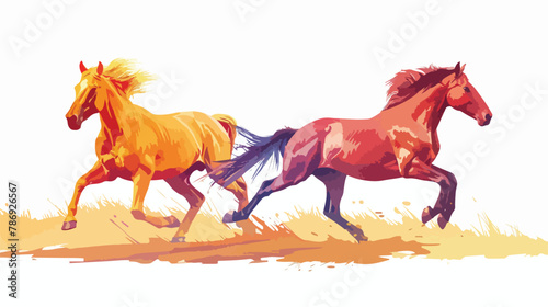 Colorful vector animation of stallion and mare Vector