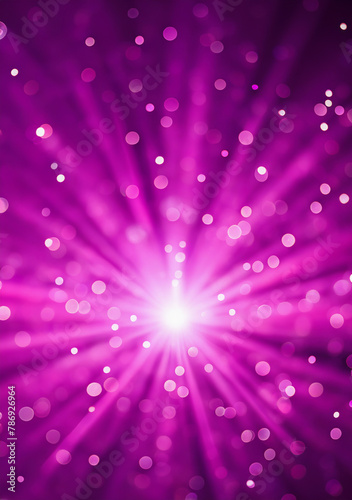 Purple rays and pink light beame with glitter light, sparkle glowing shiny dots effect, and bokeh decoration