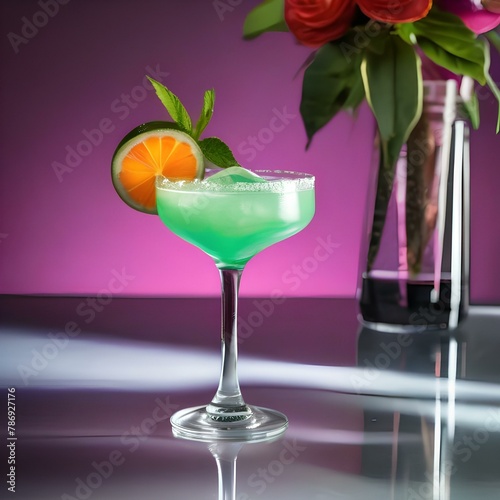 A fruity daiquiri cocktail with a slice of lime2