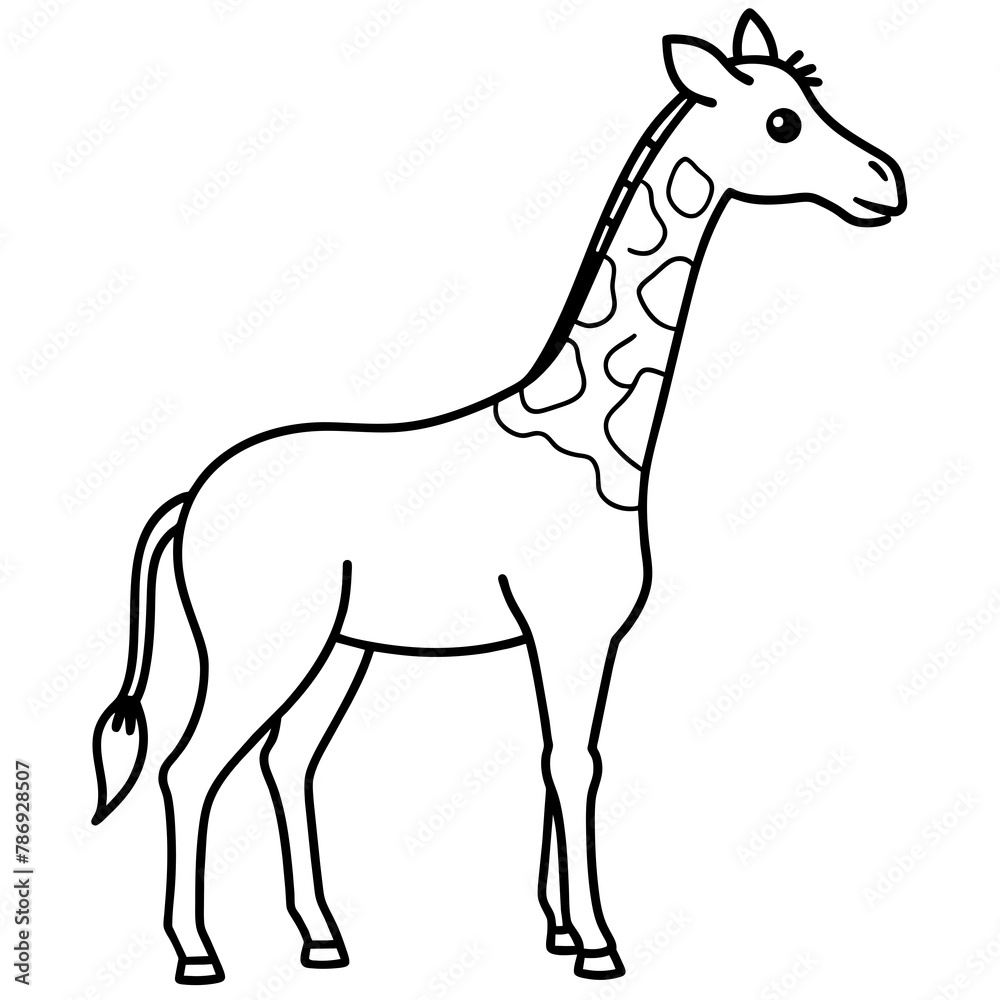 giraffe isolated mascot,giraffe silhouette,giraffe vector,icon,svg,characters,Holiday t shirt,black giraffe drawn trendy logo Vector illustration,giraffe line art on a white background
