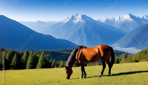 Horse-with-montain