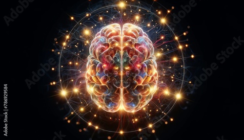 A top-down view of the human brain with glowing neural connections symbolizing complex thought processes.