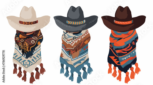 Cowboy scarf design over white flat vector isolated o