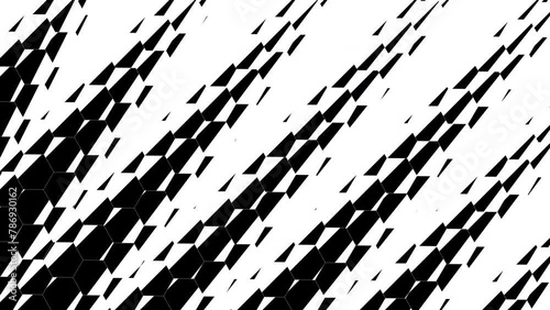 Abstract creative black and white geometric shape motion background. Video animation Ultra HD 4k footage.