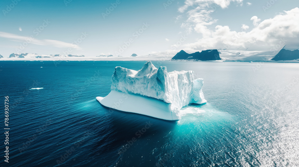 氷山の壮大な景色と温暖化 beautiful glacier and global warming - obrazy, fototapety, plakaty 