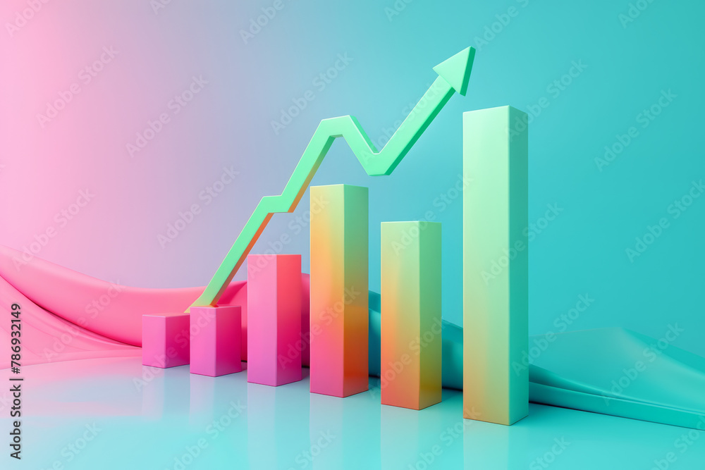 Colorful Growth Chart with Upward Trend Arrow. Colorful Growth Chart with Upward Trend Arrow.