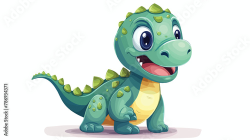 Cute bright dinosaur smiles. Ancient animal in cartoo