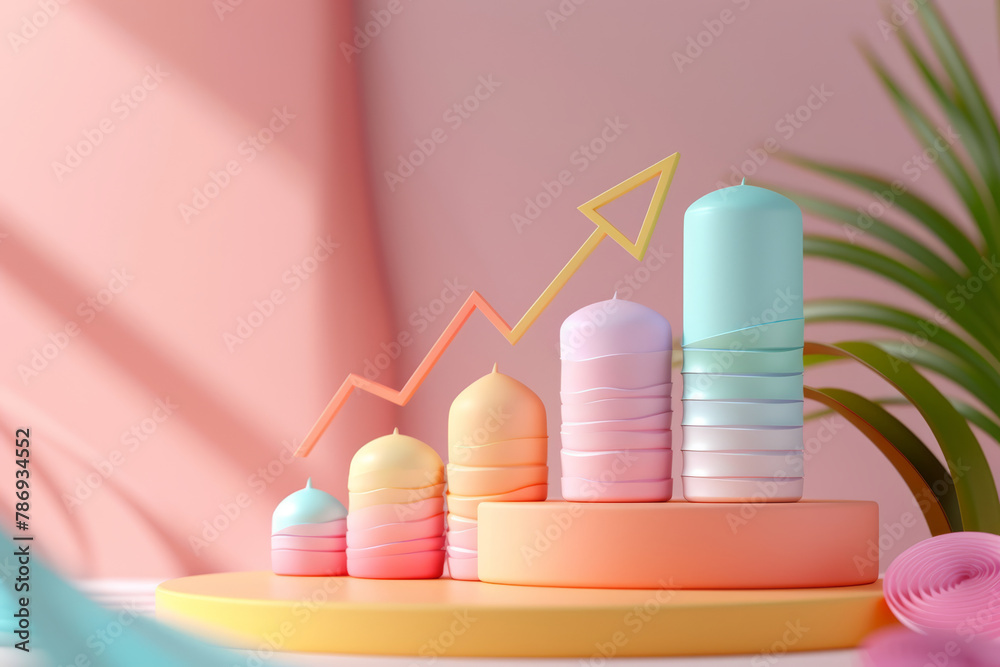 Colorful Growth Chart with Upward Trend Arrow Colorful Growth Chart with Upward Trend Arrow