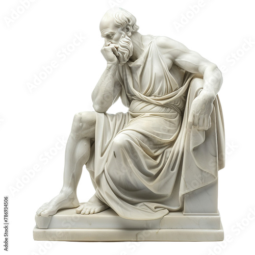 A marble statue of philosopher on white background,png