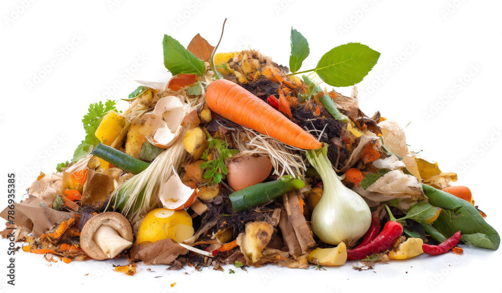 Organic waste isolated on white background, cutout