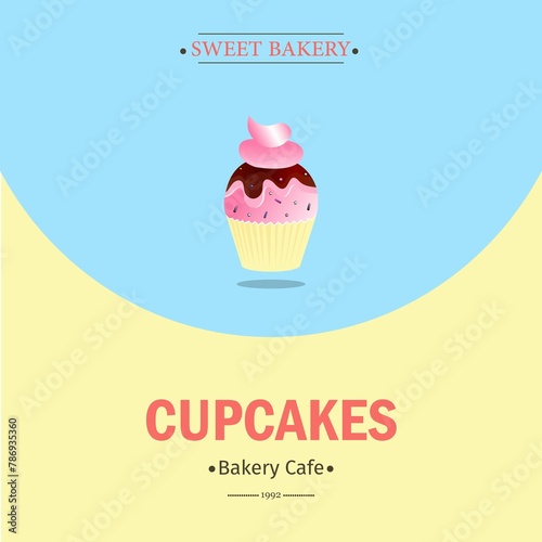 Cupcake illustration poster 