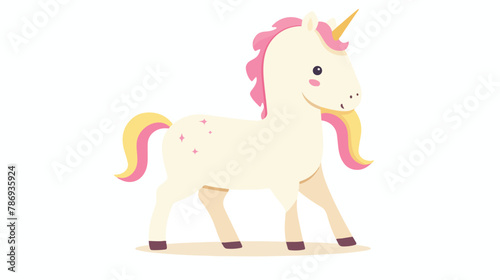 Cute cartoon unicorn character vector illustration in