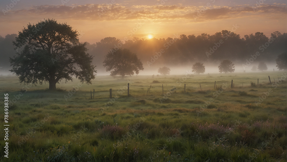 sunrise over the field