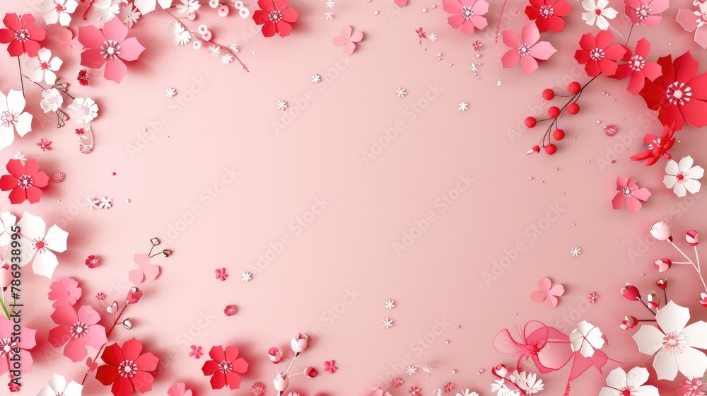 Colorful red wildflowers on background. Flat lay, top view floral frame border with copy space mockup. Valentine's day concept. Colorful red wildflowers on background. Flat lay, top view floral frame border with copy space mockup. Valentine's day concept.