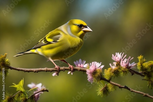 yellow bird on a branch © Muhammad