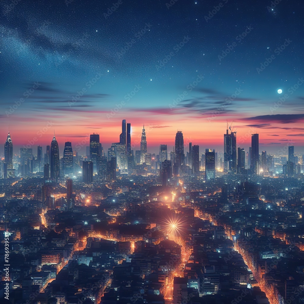 Fototapeta premium Cityscape Dreams Urban Skylines at Twilight 