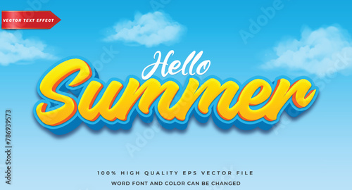 Hello summer text effect 3d style
