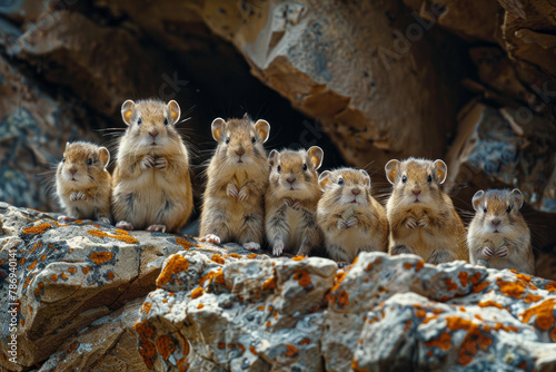 A scene depicting a group of lemmings at the edge of a cliff, tentatively peering over as they prepa