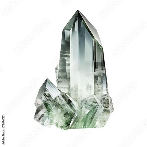 Magnificent Green Amethyst Prasiolite isolated on white background photo