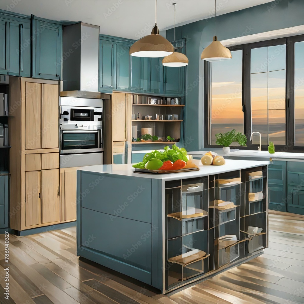 a sleek, modern kitchen island with integrated storage solutions for ...