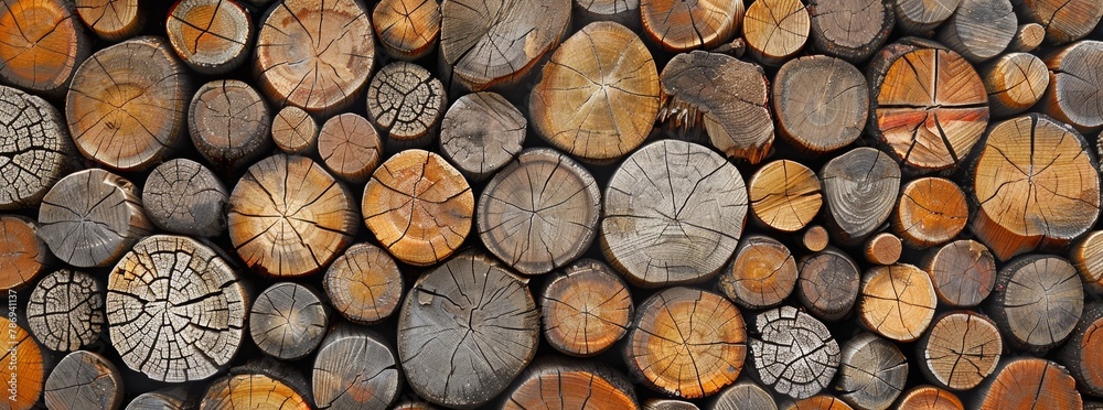 A background of wooden slices arranged in an abstract pattern, texture of wood with various shades of brown, tan, and light grain. Abstract background made of wood slices. Texture for wall design A background of wooden slices arranged in an abstract pattern, texture of wood with various shades of brown, tan, and light grain. Abstract background made of wood slices. Texture for wall design