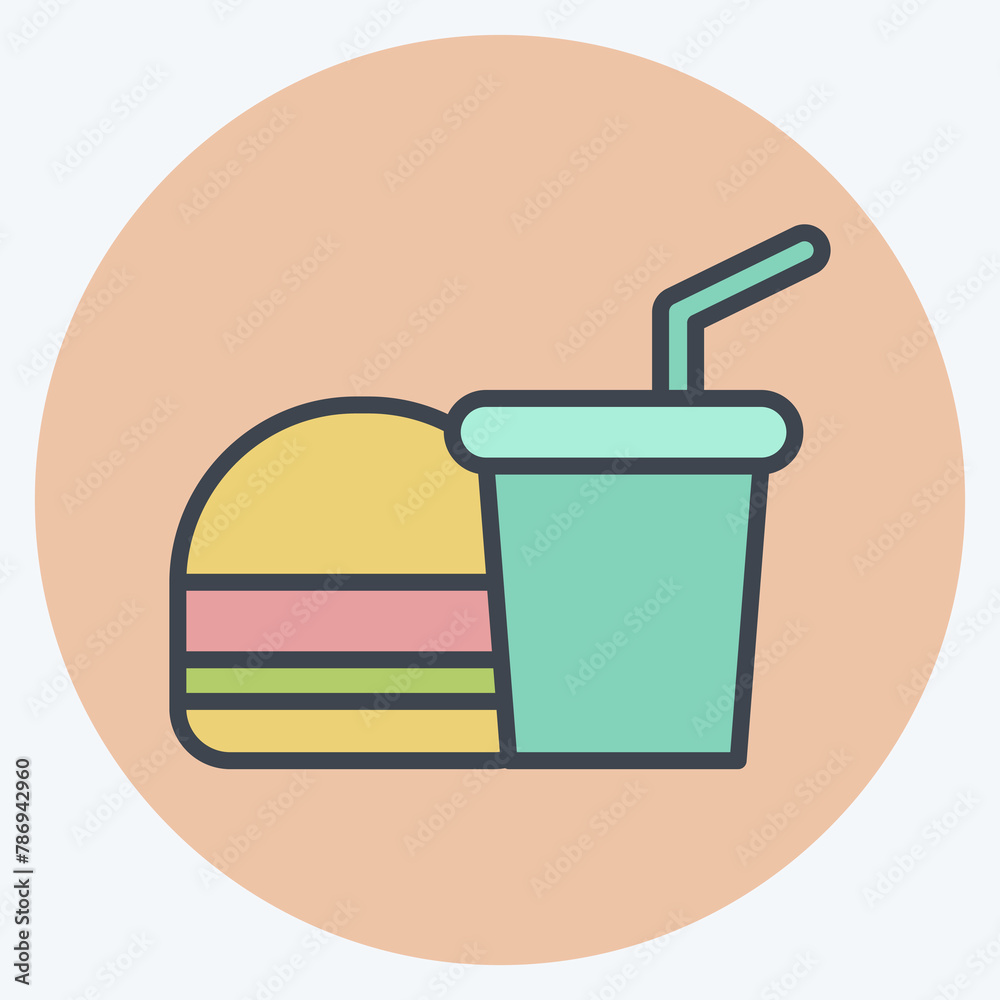 Icon Food and Drink. related to Photos and Illustrations symbol. color mate style. simple design illustration Icon Food and Drink. related to Photos and Illustrations symbol. color mate style. simple design illustration