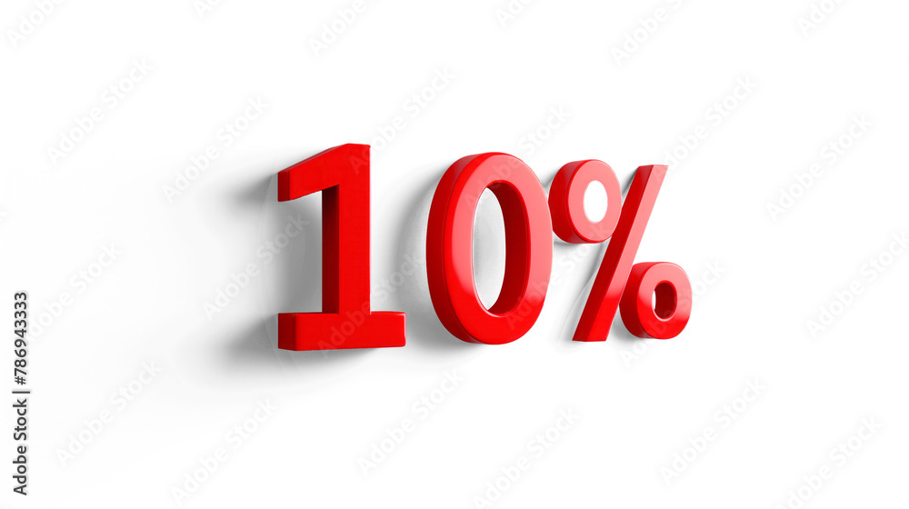 3D letter 10% in hero red and white on a transparent background 3D letter 10% in hero red and white on a transparent background