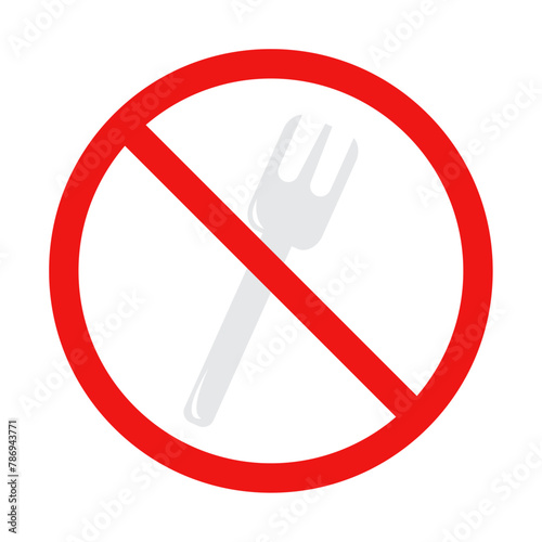 No Fork Sign on White Background