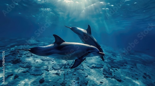 Common Bottlenose Dolphin underwater in Red Sea, photo