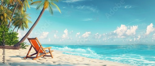 Scene from summer beach vacation. 3D rendering