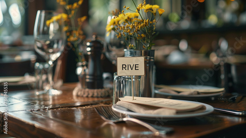 reserve concept image with reserved sign on the table of restuarent