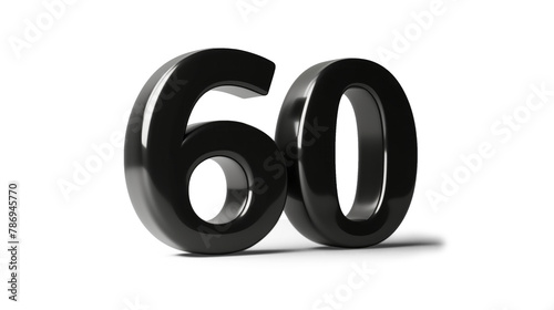 3d number 60 in sleek black on a transparent background