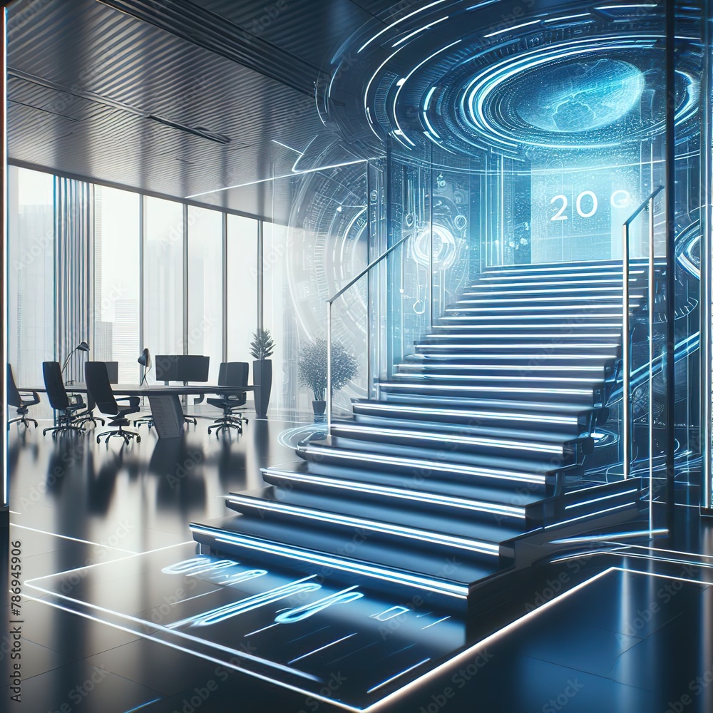 Fototapeta premium Tech Innovations Futuristic Workspace 