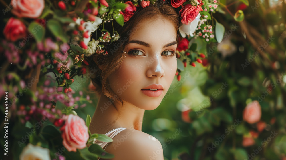 beautiful portrait of a woman in the garden